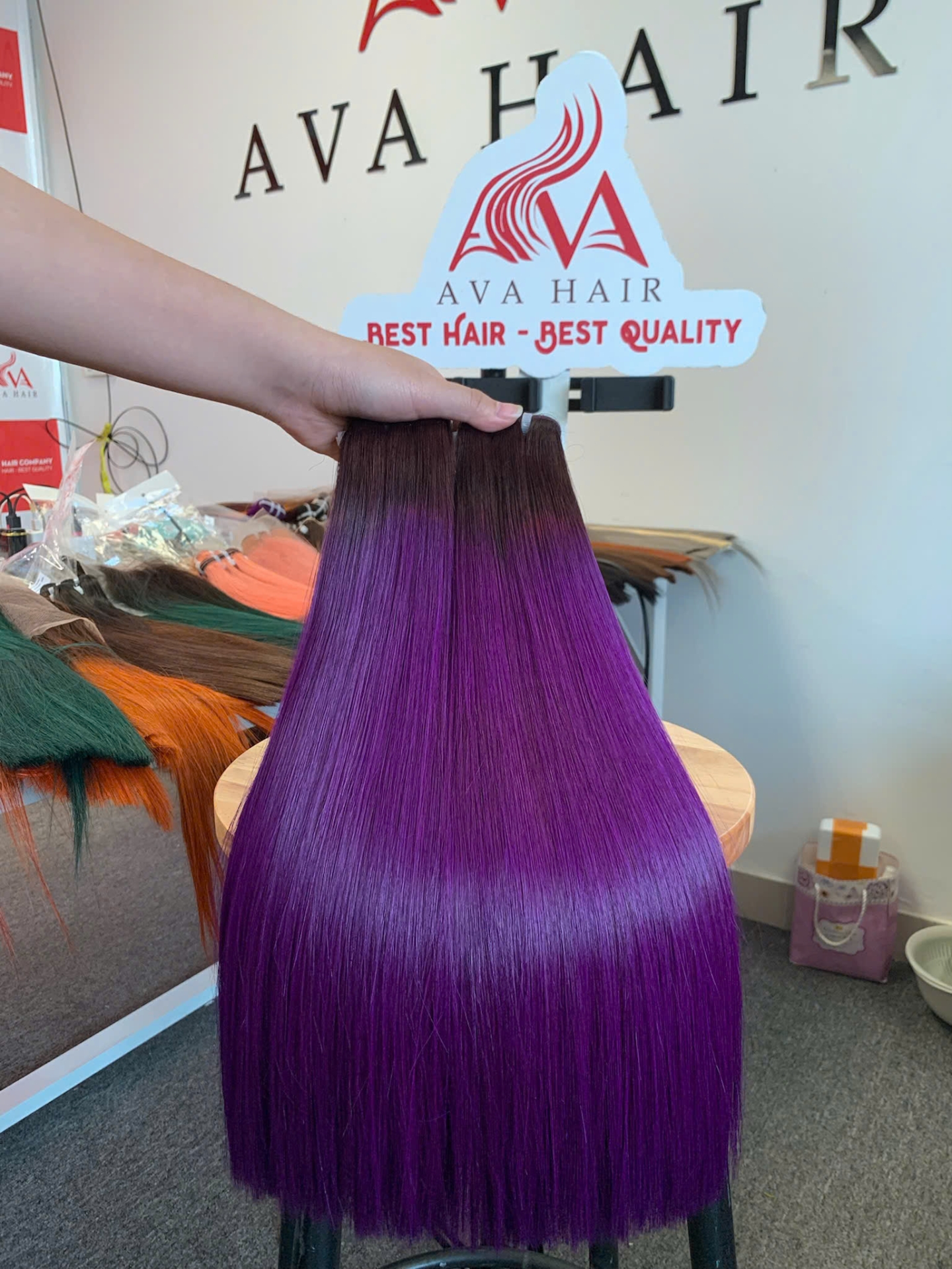 AVA HAIR - COLOR OMBRE PURPLE - VIETNAMESE LUXURY WEFT HAIR EXTENSION