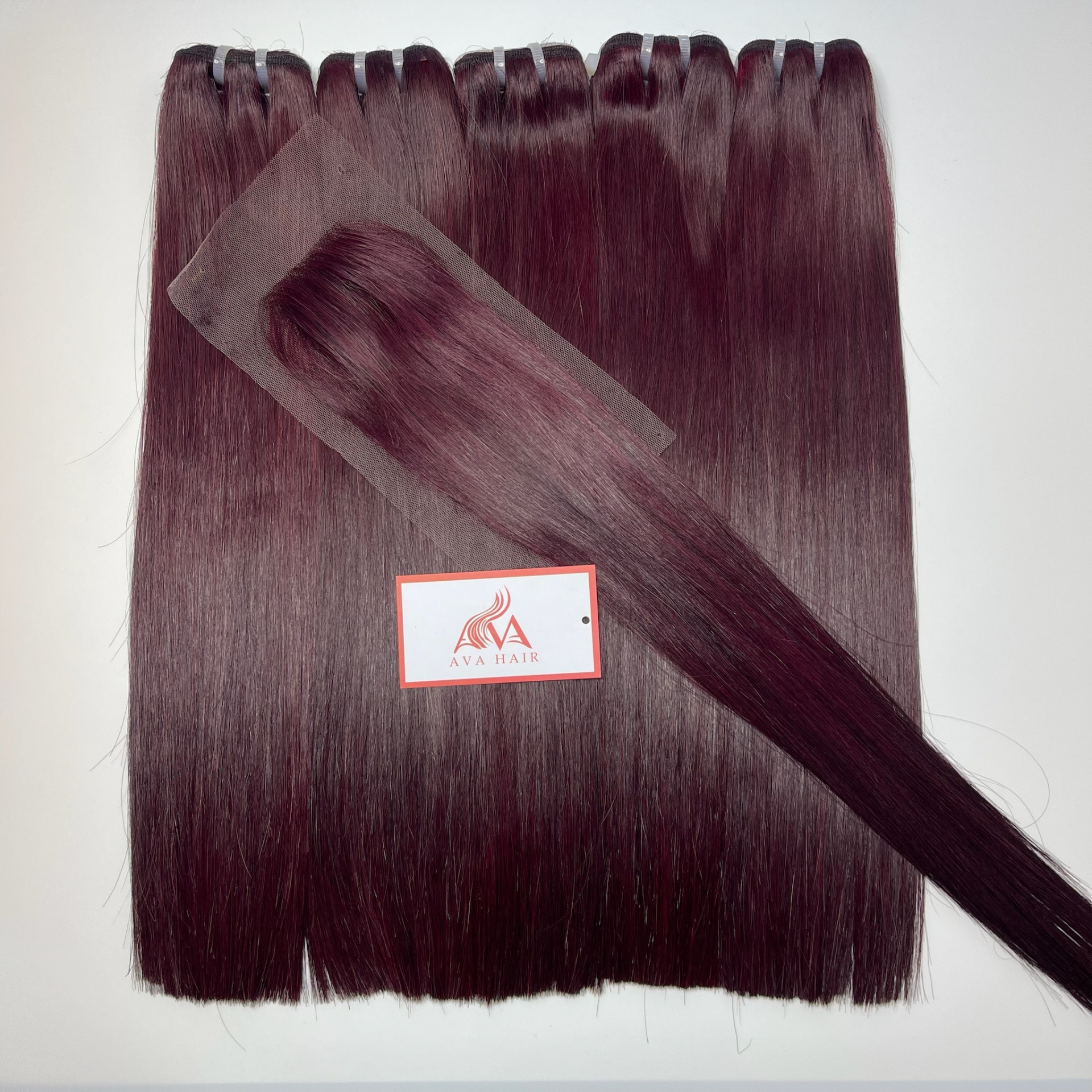 AVA HAIR - COLOR PURGUNDY - VIETNAMESE LUXURY WEFT HAIR EXTENSION