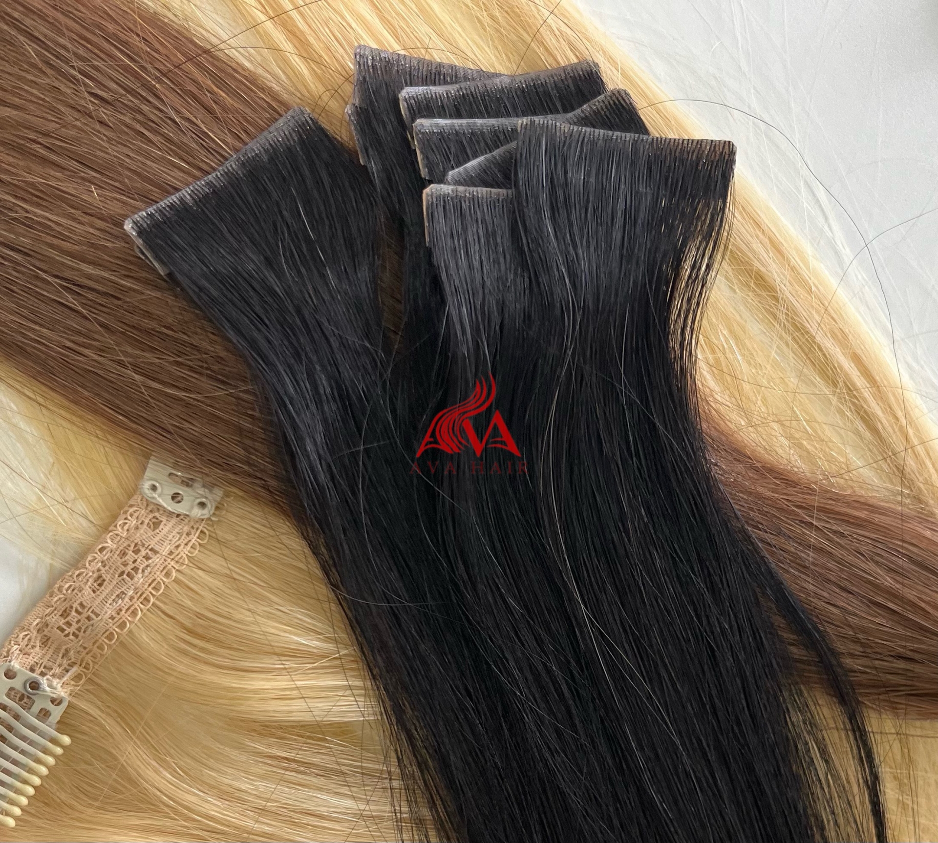 AVA HAIR - NATURAL BLACK COLOR - VIETNAMESE LUXURY INVISIBLE TAPE HAIR EXTENSION